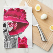 Lachen Skeleton Frau in Red Bonnet Handtuch (Viertel Falte)