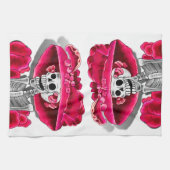 Lachen Skeleton Frau in Red Bonnet Handtuch (Horizontal)