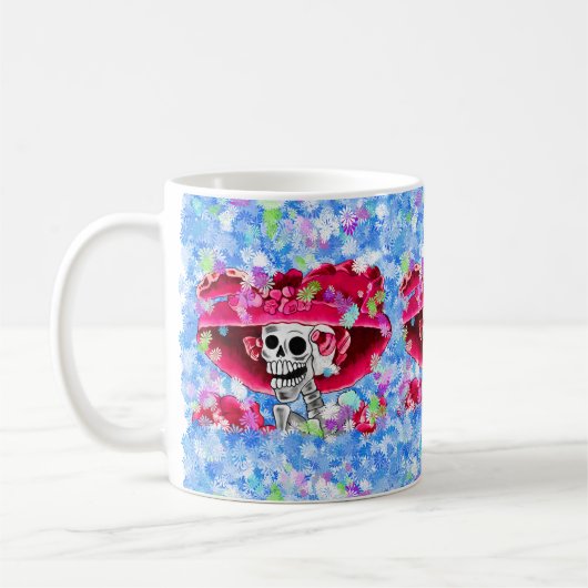 Lachen Skeleton Frau in Red Bonnet Kaffeetasse (Links)
