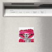 Lachen Skeleton Frau in Red Bonnet Magnet (In Situ (Geschirrspüler))