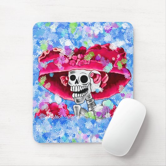 Lachen Skeleton Frau in Red Bonnet Mousepad (Mit Mouse)