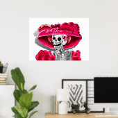 Lachen Skeleton Frau in Red Bonnet Poster (Heimbüro)