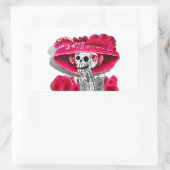 Lachen Skeleton Frau in Red Bonnet Rechteckiger Aufkleber (Tasche)