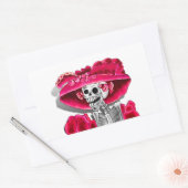 Lachen Skeleton Frau in Red Bonnet Rechteckiger Aufkleber (Umschlag)