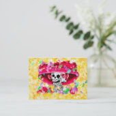 Lachen Skeleton Frau in Red Bonnet Visitenkarte (Stehend Vorderseite)