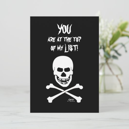 Lachen Skull Beängstigend Funny Halloween Party Einladung (Stehend Vorderseite)