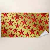 Lachen, Stern, Sterne, rot, Gold, Lächeln, Gesicht Strandtuch (Vorderseite)