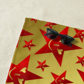 Lachen, Stern, Sterne, rot, Gold, Lächeln, Gesicht Strandtuch (Beispiel)