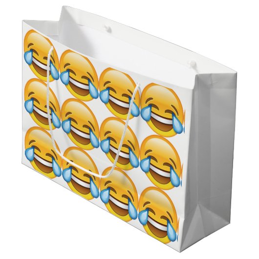 Lachen Tränen weinen von Joy Emoji Große Geschenktüte (Vorderseite Schrägansicht)
