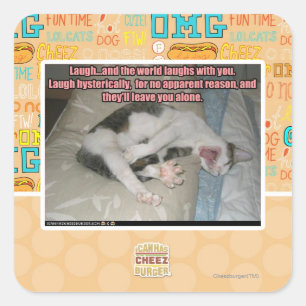 Lachen und die Welt lacht mit dir Quadratischer Aufkleber
