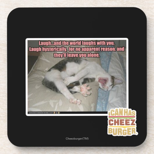 Lachen und die Welt lacht mit Ihnen Getränkeuntersetzer (Vorderseite)