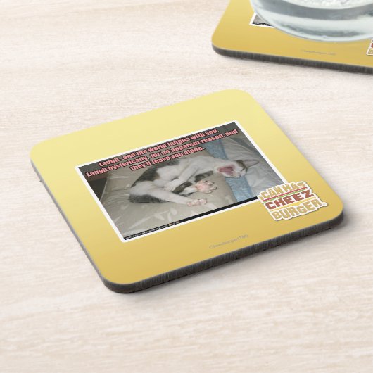 Lachen und die Welt lacht mit Ihnen Untersetzer (Linke Seite)