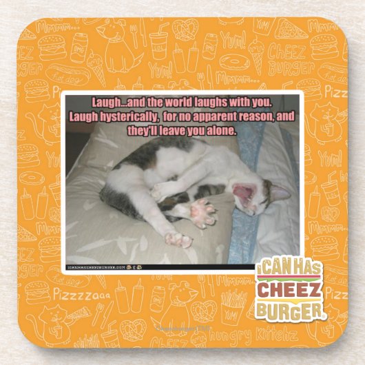 Lachen und die Welt lacht mit Ihnen Untersetzer (Vorderseite)