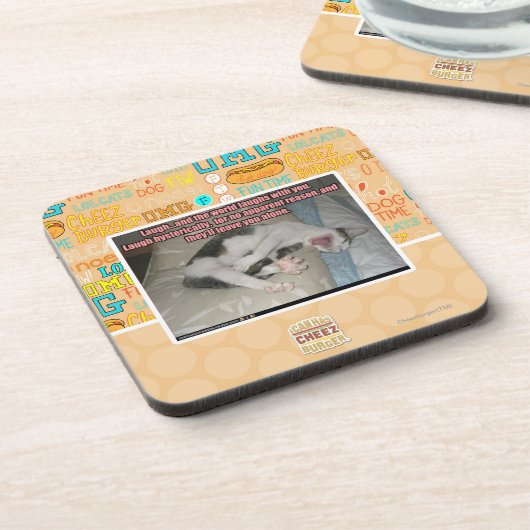 Lachen und die Welt lacht mit Ihnen Untersetzer (Linke Seite)