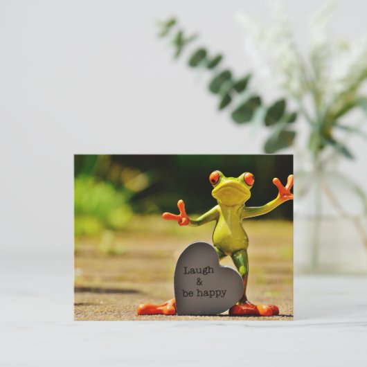 Lachen und glücklich Frosch Postkarte (Stehend Vorderseite)
