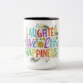 Lachen Wohlbefinden Zweifarbige Tasse (Mittel)