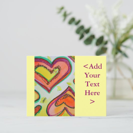 Lachen Zwei Herzen Postkarte (Stehend Vorderseite)