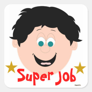 Lachend Boy Dark Hair Super Job Sticker