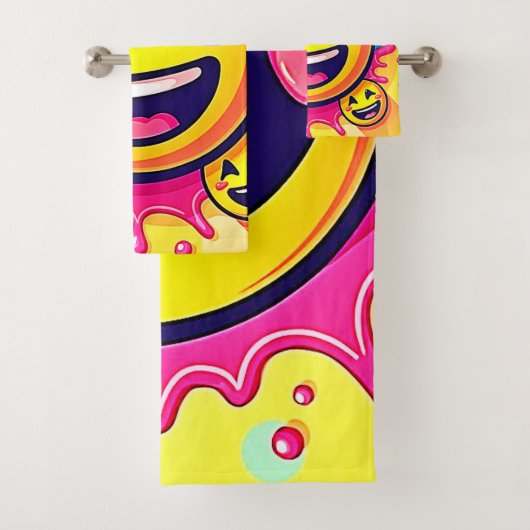 Lachend Emoji Splash Party Badhandtuch Set (Insitu)