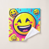 Lachend Emoji Splash Party Badhandtuch Set (Waschlappen)