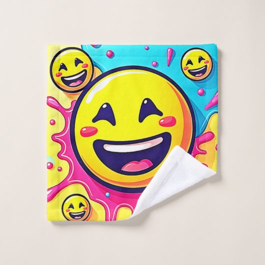 Lachend Emoji Splash Party Badhandtuch Set (Waschlappen)