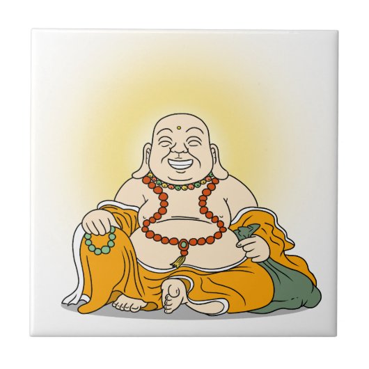 Lachend Maitreya Buddha Keramik Fliese (Vorderseite)