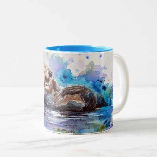 Lachend Otter Aquarell Tasse (VorderseiteRechts)