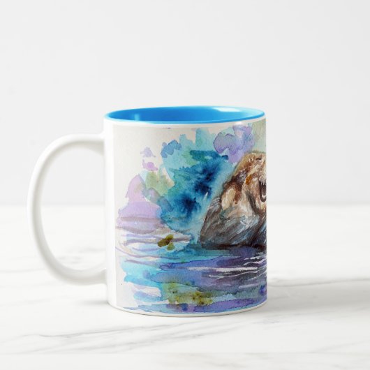 Lachend Otter Aquarell Tasse (Links)