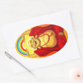 Lachend Rainbow Buddha Oval Sticker (Umschlag)