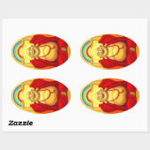 Lachend Rainbow Buddha Oval Sticker (Blatt)