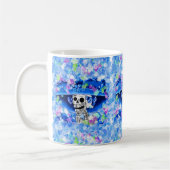 Lachend Skeleton Frau in Blue Bonnet Kaffeetasse (Links)