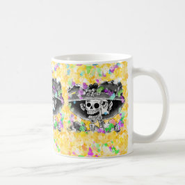 Lachend Skeleton Frau in Bonnet Kaffeetasse