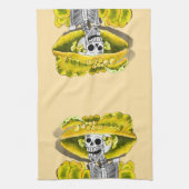 Lachend Skeleton-Frau in Gelb Geschirrtuch (Vertikal)