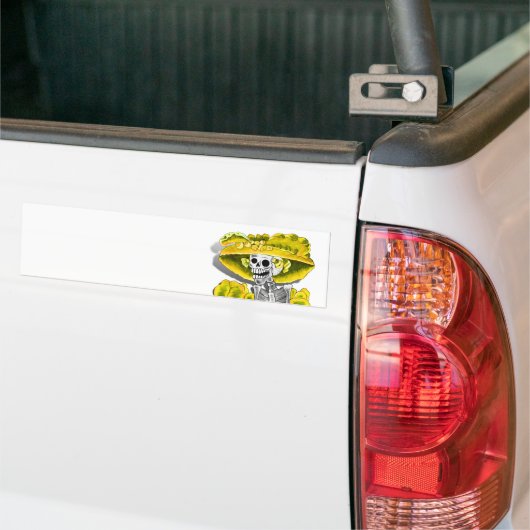 Lachend Skeleton-Frau in Gelben Bonnet Autoaufkleber (Auf Lkw)