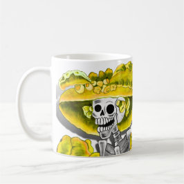 Lachend Skeleton-Frau in Gelben Bonnet Kaffeetasse
