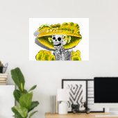 Lachend Skeleton-Frau in Gelben Bonnet Poster (Heimbüro)