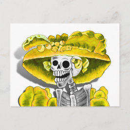 Lachend Skeleton-Frau in Gelben Bonnet Postkarte