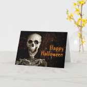 Lachend Skeleton Halloween individuell anpassbar Karte (Gelbe Blume)