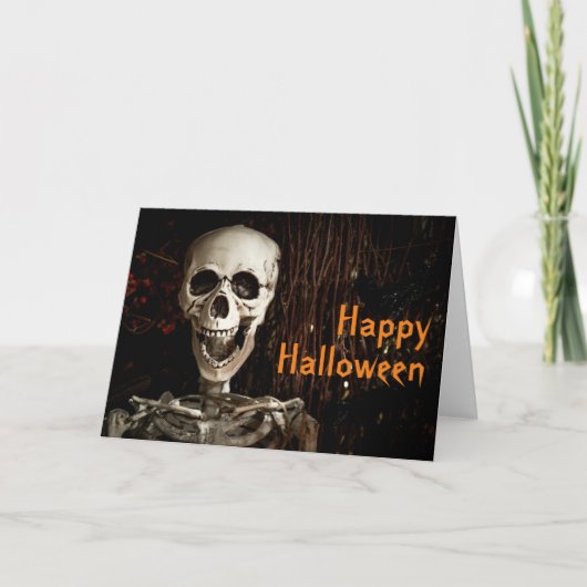 Lachend Skeleton Halloween individuell anpassbar Karte (Vorderseite)