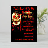 Lachend Skull Black & Red Bloody Halloween-Party Folieneinladung (Stehend vorne)