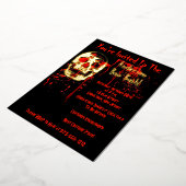 Lachend Skull Black & Red Bloody Halloween-Party Folieneinladung (Gedreht)