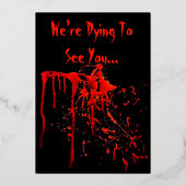 Lachend Skull Black & Red Bloody Halloween-Party Folieneinladung (Rückseite)