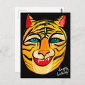 Lachend Tiger Watercolor Happy Birthday Postcard Postkarte (Vorne/Hinten)