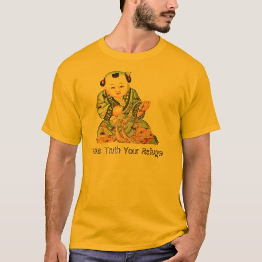 Lachende asiatische buddhistische Kunst viel T-Shirt (Vorderseite)