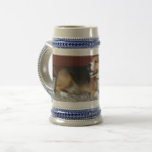 Lachende Beagle-Bierstein-Kaffee-Tasse Bierglas (Vorderseite Links)
