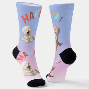 Lachende beste Freundinnen: HAHAHA! Lächelnder Bic Socken