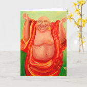 Lachende Buddha-Gruß-Karte Karte (Gelbe Blume)