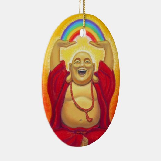 Lachende Buddha-Regenbogen-Verzierung Keramikornament (Rechts)