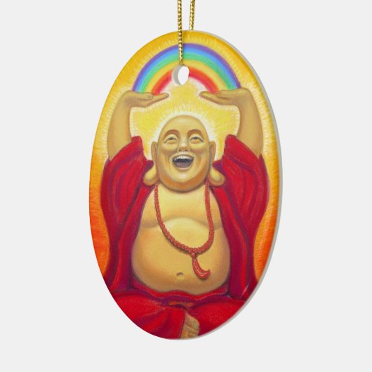 Lachende Buddha-Regenbogen-Verzierung Keramikornament (Links)