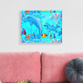 Lachende Delfine umhüllte Leinwand (Insitu (Wohnzimmer))